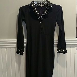 NWOT Black poke a dot collar, dress.